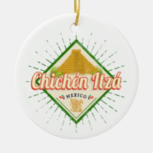 Chichen Itza Mexico Retro Mayan Vintag Yucatan Keramik Ornament