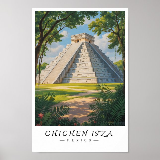 Chichen Itza Mexico Wall Art, Mayan Ruin Poster (Vorne)