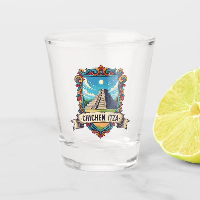 Chichen Itza Mexiko Nacht Schnapsglas (Vorderseite)