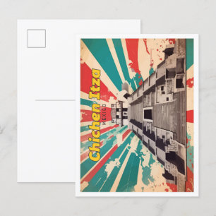 Chichen Itza Mexiko Pop-Art-Reiseillustration Postkarte