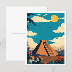 Chichen Itza Mexiko Vintage-Reiseillustration Postkarte