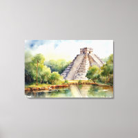 Chichen Itza, Stretched Canvas Print