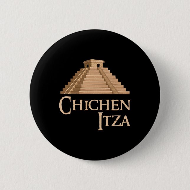 Chichen Itza und Pyramide für sommerliche archäolo Button (Vorderseite)