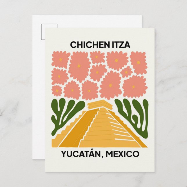 Chichen Itza Yucatan Mexiko Blumenart Postkarte (Vorne/Hinten)
