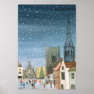 Chichester-Kathedrale eine Schnee-Szene Poster