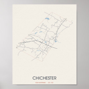 Chichester New Hampshire Straßenkarte Poster