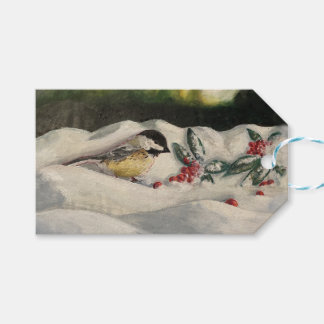 Chick-a-Dee mit Mistelzweig-Karte (leer) Geschenkanhänger