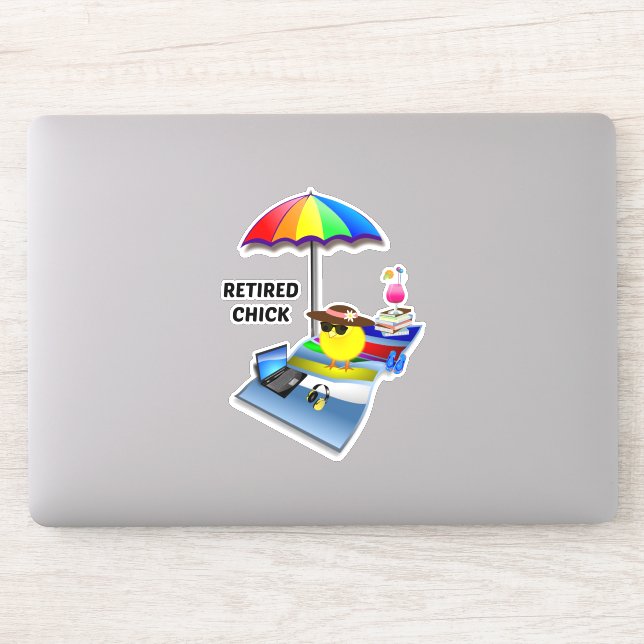Chick à la retraite, design populaire, Sticker (Ordinateur)