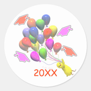 Chick and Balloons Kindergarten Abschluss Runder Aufkleber