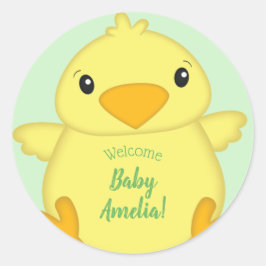 Chick Baby Dusche Green Runder Aufkleber