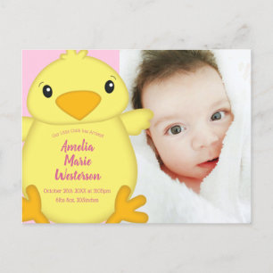 Chick Baby Dusche Pink Postkarte