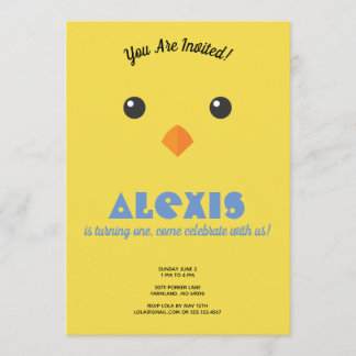 Chick Face Birthday Party Foto Einladung