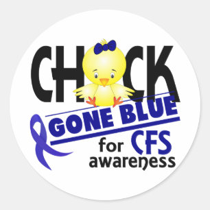 Chick Gone Blue For CFS Chronic Fatigue Syndrom 2 Runder Aufkleber