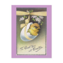 Chick in Hanging Eggshell Vintag Ostern