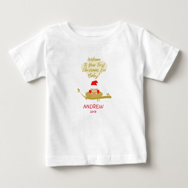Chick in Nest First Christmas Baby T-shirt (Vorderseite)