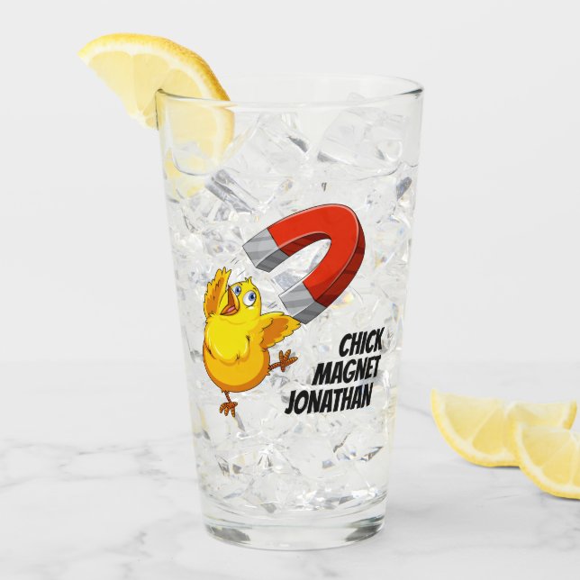 Chick Magnet individuelle Name Glas (Vorderseite Ice)