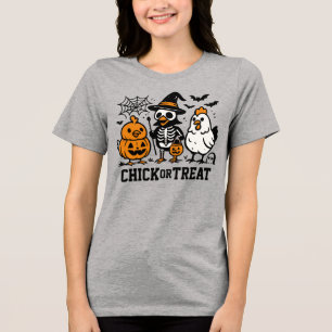 Chick oder Leckerei lustiges Halloween-T-Shirt Tri-Blend Shirt
