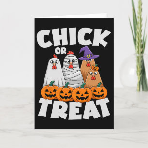 Chick Or Treat Bekleidung Halloween Lustiges Huhn Karte