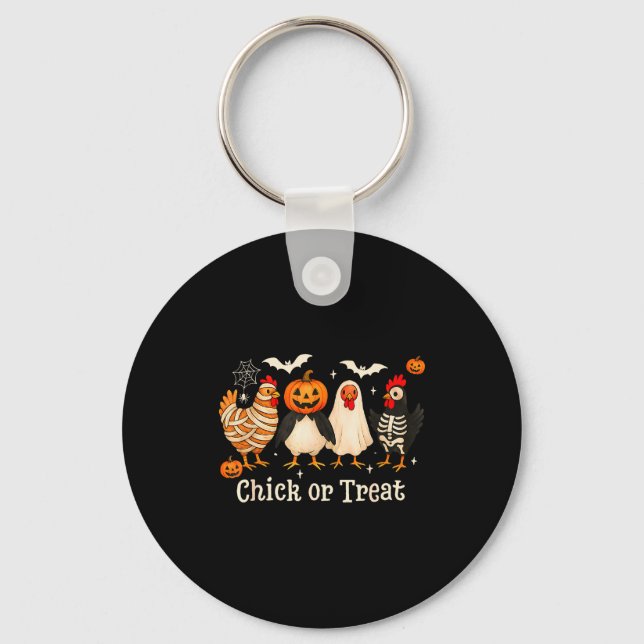 Chick Or Treat Funny Chicken Halloween Costume Chi Schlüsselanhänger (Vorderseite)
