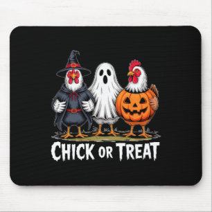 Chick Or Treat Gruselige Hexe Geist Kürbis Huhn Mousepad