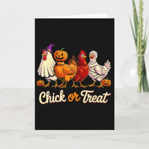 Chick Or Treat Halloween Hexe Gruseliger Huhn Lust Karte