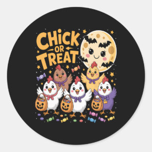 Chick Or Treat Halloween Mond Huhn Spaß  Runder Aufkleber