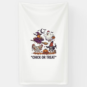 Chick Or Treat Haloween Hühner Hexe Geist Kürbis Banner