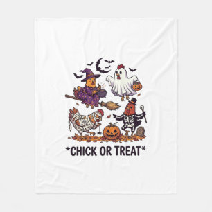 Chick Or Treat Haloween Hühner Hexe Geist Kürbis Fleecedecke