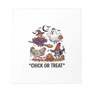 Chick Or Treat Haloween Hühner Hexe Geist Kürbis Notizblock