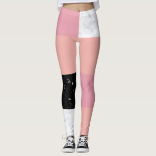 Chick orange, rosa, schwarz Marmorblock Leggings