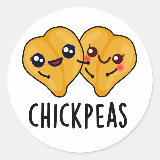 Chick Peas Funny Food Puff Runder Aufkleber (Vorderseite)
