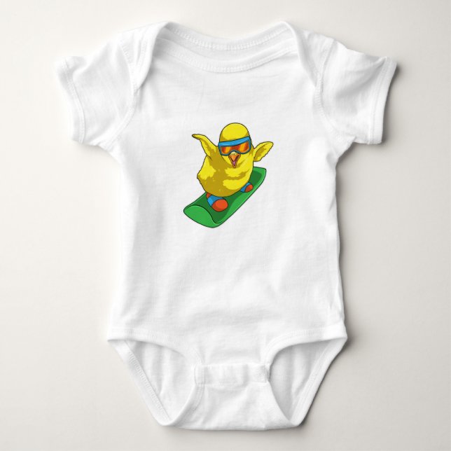Chick Snowboarder Snowboard Baby Strampler (Vorderseite)