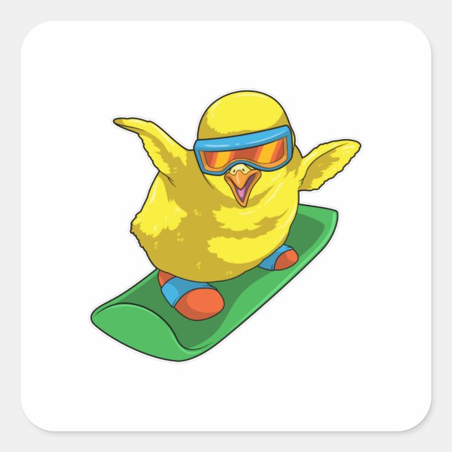 Chick Snowboarder Snowboard Quadratischer Aufkleber (Vorderseite)