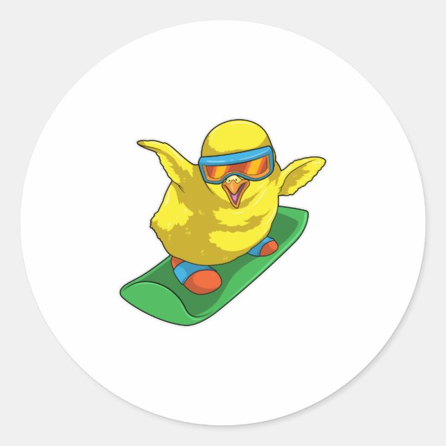 Chick Snowboarder Snowboard Runder Aufkleber (Vorderseite)