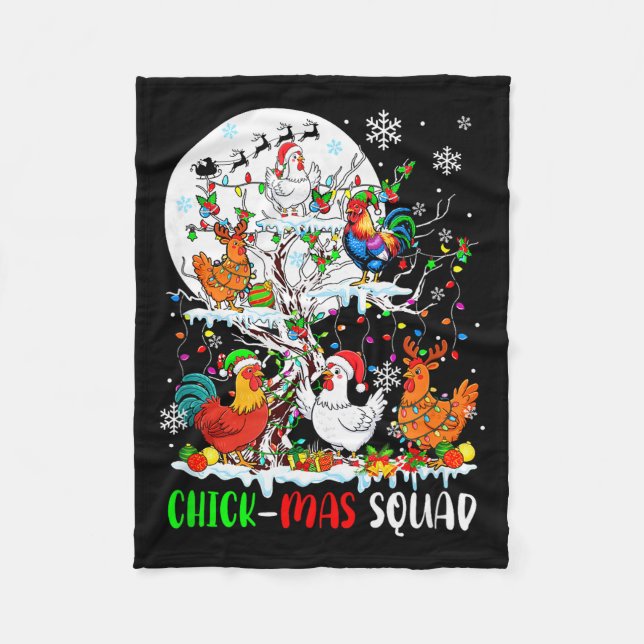 Chick Squad Xmas Group Santa Elf Chickens On Tree  Fleecedecke (Vorderseite)