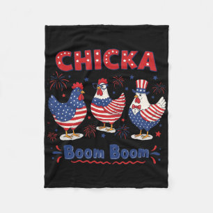 Chicka Boom Boom Hühnermannschaft Patriot 4. Juli Fleecedecke
