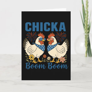 Chicka Boom Boom Hühnermannschaft Patriot 4. Juli Karte