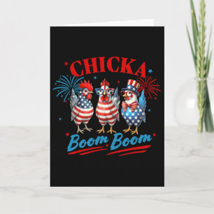 Chicka Boom Boom Lustiger Patriotischer Hahn 4. Ju Karte