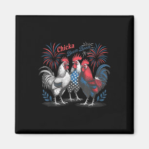 Chicka Boom Boom Lustiger Patriotischer Hahn 4. Ju Magnet