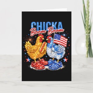 Chicka Boom Boom Patriotisches Huhn Rot Weiß Blau Karte