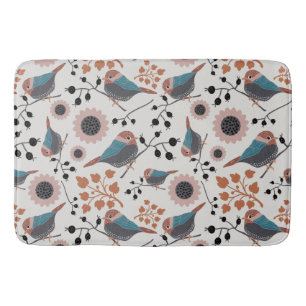 Chickadebird und Berry Muster Blumendesign Badematte