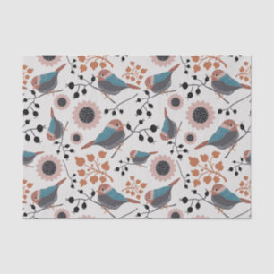 Chickadebird und Berry Muster Blumendesign Seidenpapier