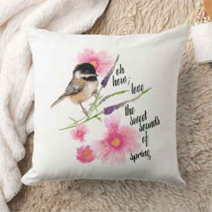 Chickadee Art Black Capped Kissen