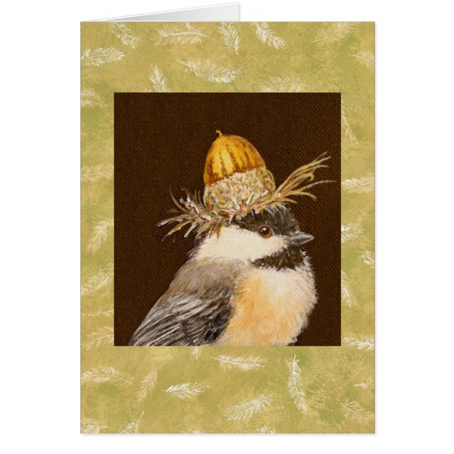 Chickadee avec la carte de casquette de gland de (Devant)