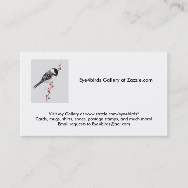 Chickadee, besuchen meine Galerie bei Visitenkarte (Vorderseite)