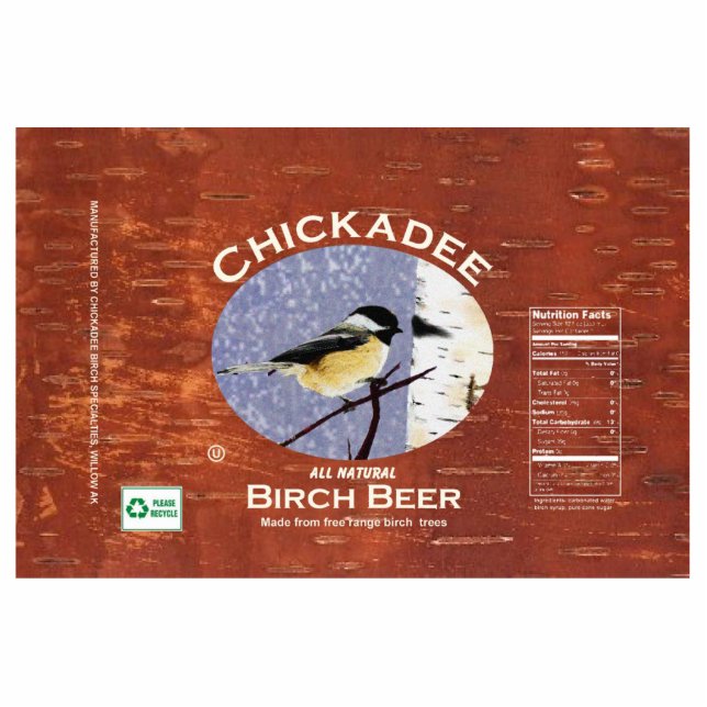 Chickadee Birch Beer Label Fotoskulptur Magnet (Vorne)