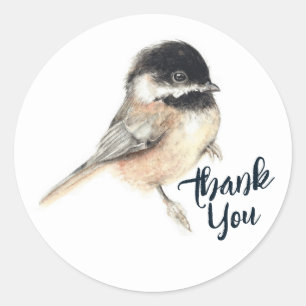 Chickadee Bird Art Vielen Dank Runder Aufkleber