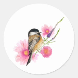 Chickadee Bird Black Capped Art Runder Aufkleber