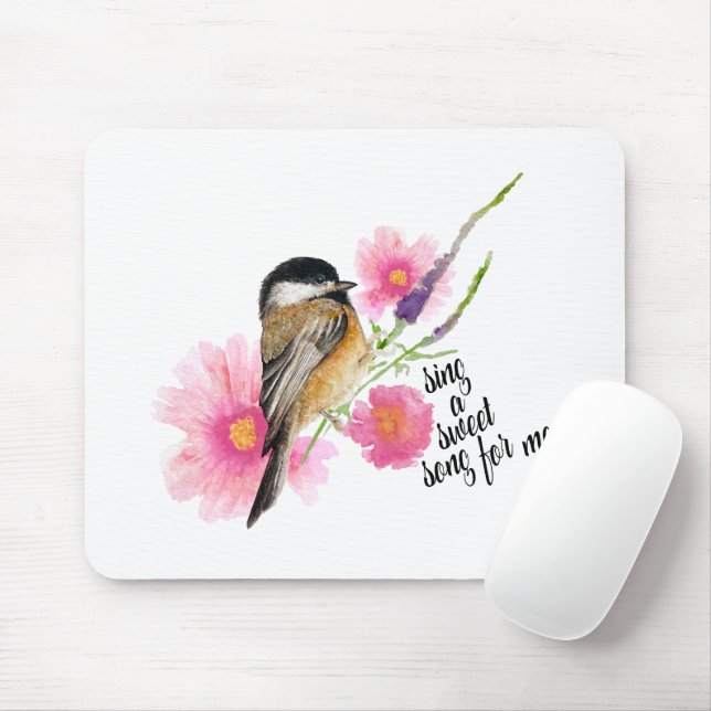 Chickadee Bird Black Capped Spring Sprichwort Mousepad (Mit Mouse)