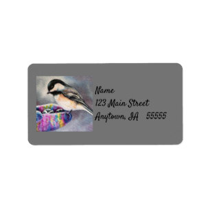 Chickadee Bird frisst von Hand Adressaufkleber